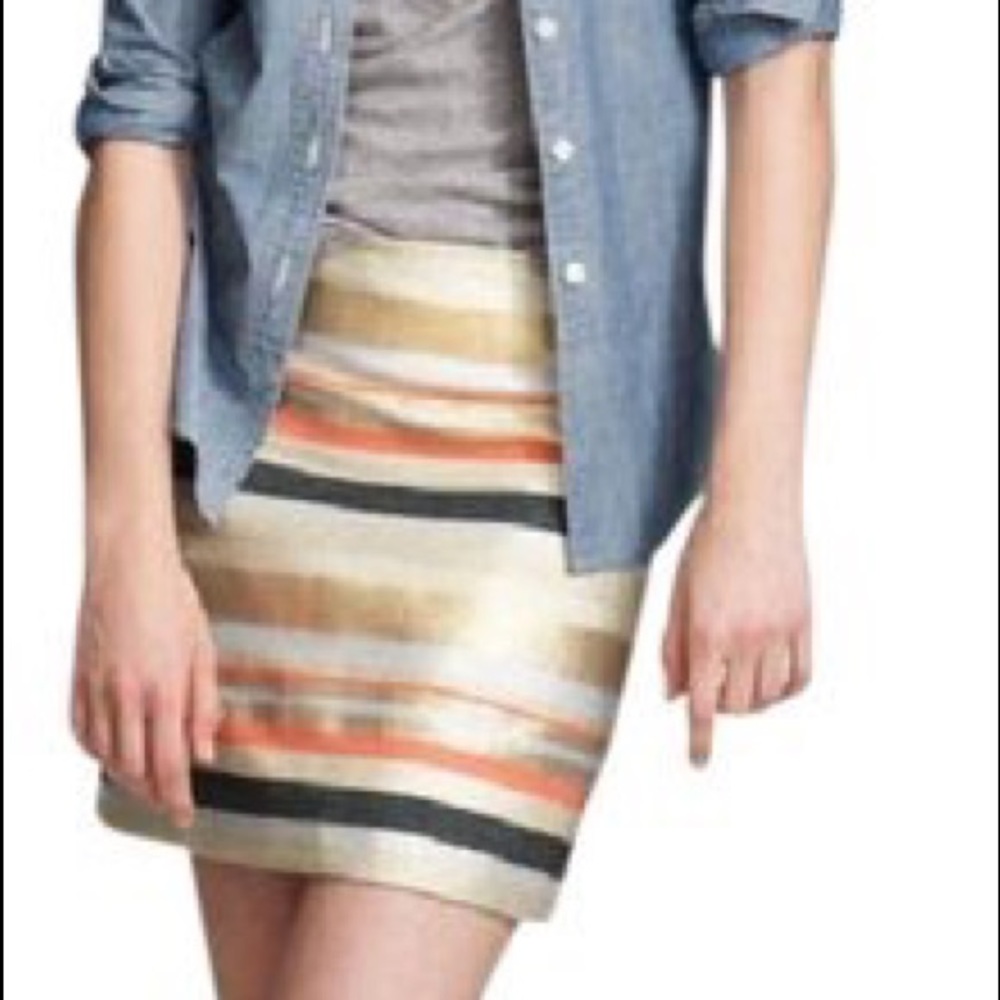 J Crew Metallic Striped Mini Skirt, Size 2